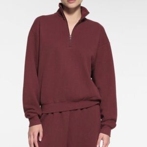 Cotton fleece classic straight leg pant and quarter zip pullover set